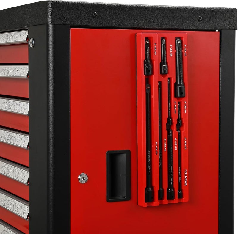 EMENTOL 9PCS Magnetic Extension Bar Holder, Red, 1/4", 3/8" and 1/2" Drive, Magnetic Ext. bars Organizer - Image 5